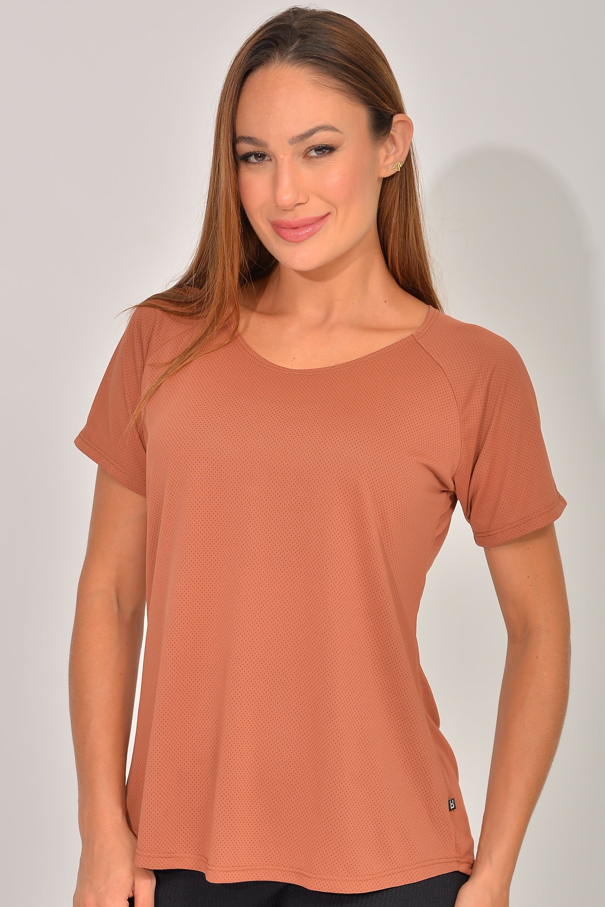 Blusa Fitness Marrom Air Dry Fit
