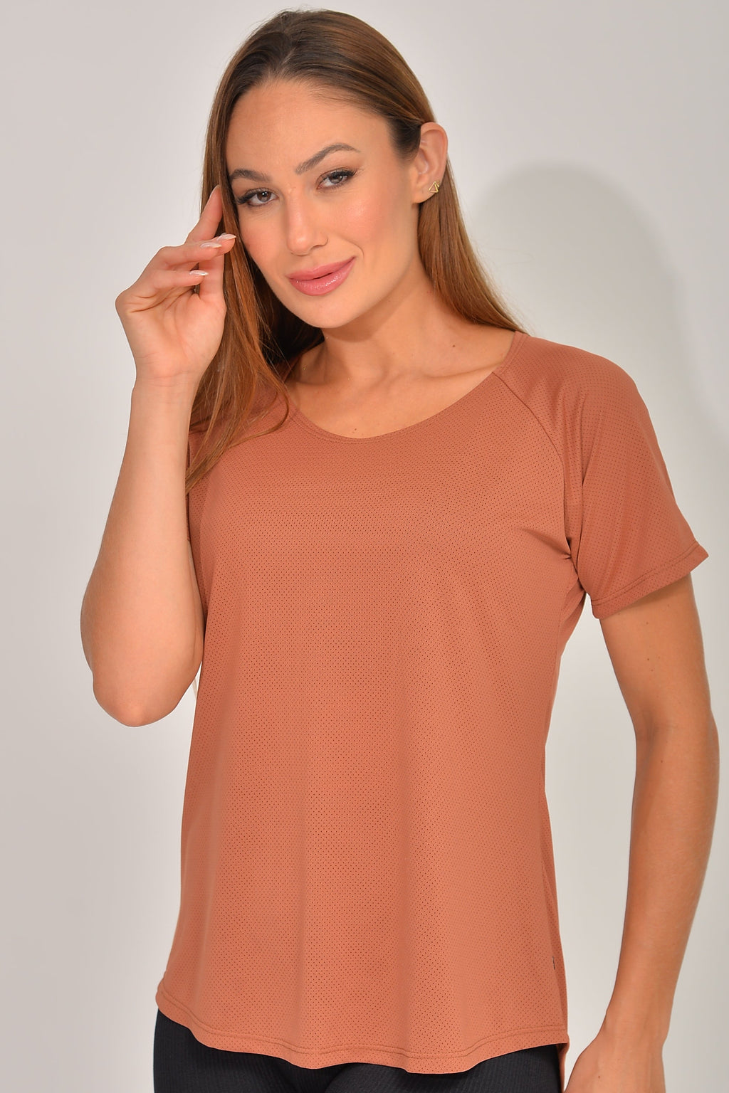 Blusa Fitness Marrom Air Dry Fit