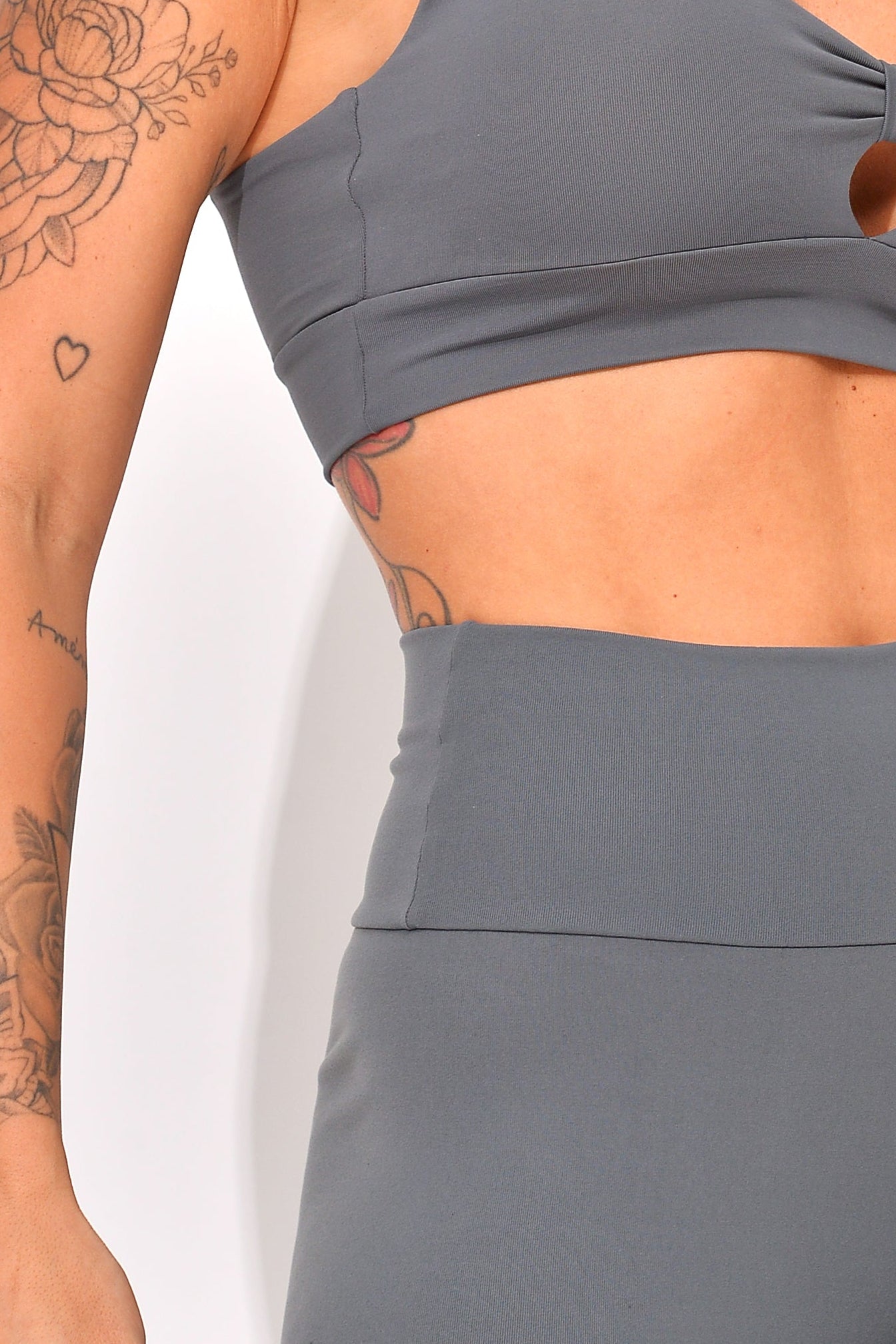 Legging Fitness Cintura Alta Cinza Básica