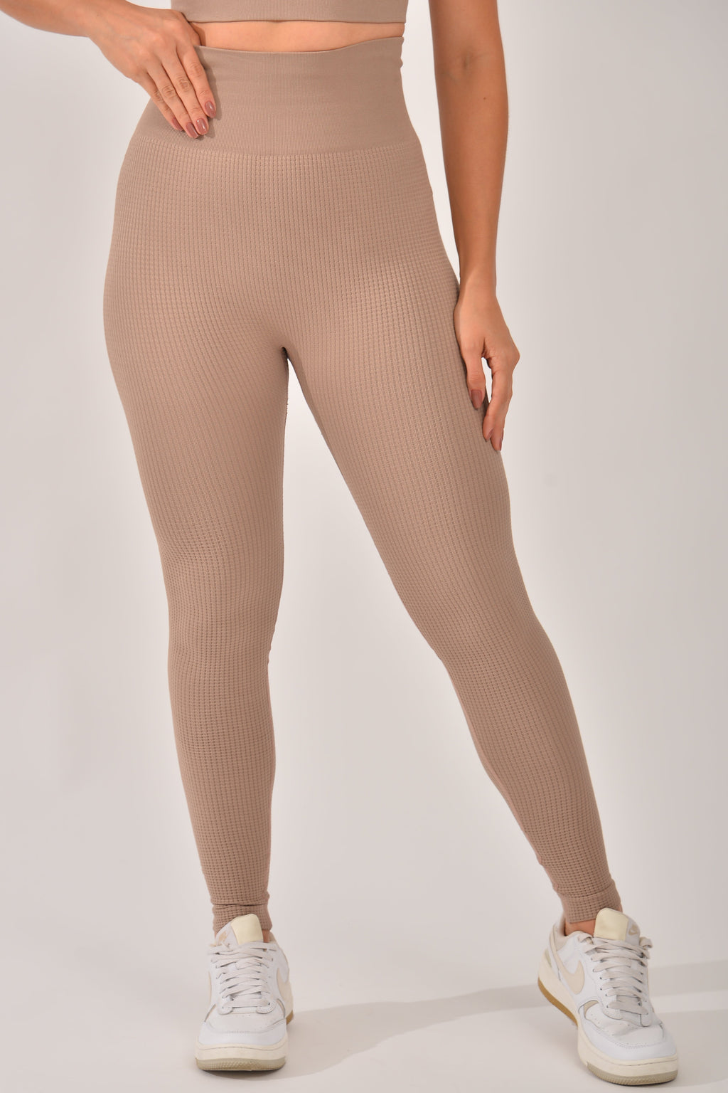 Legging Fitness Feminina Texturizada Bege Sense