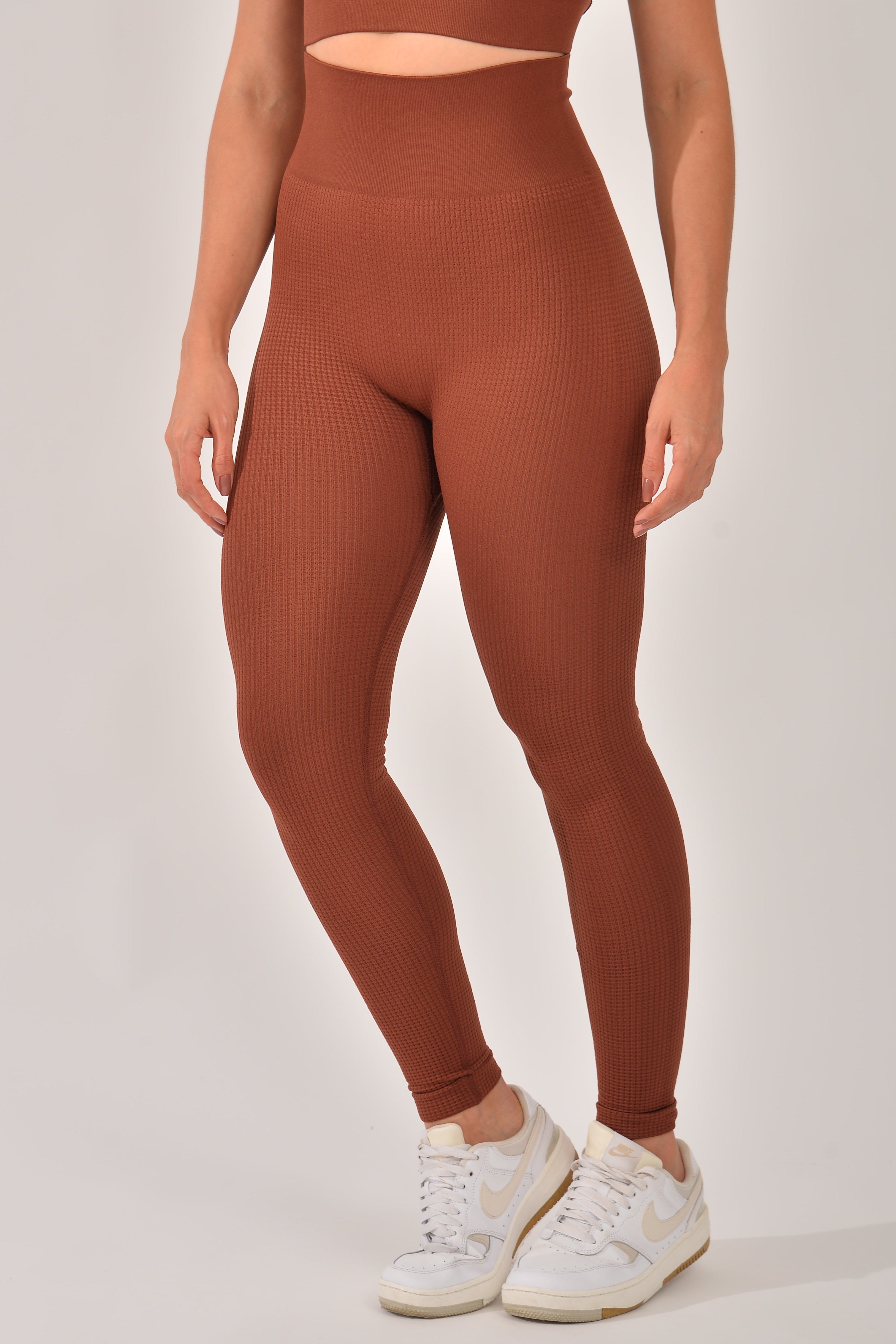 Legging Fitness Feminina Texturizada Marrom Sense