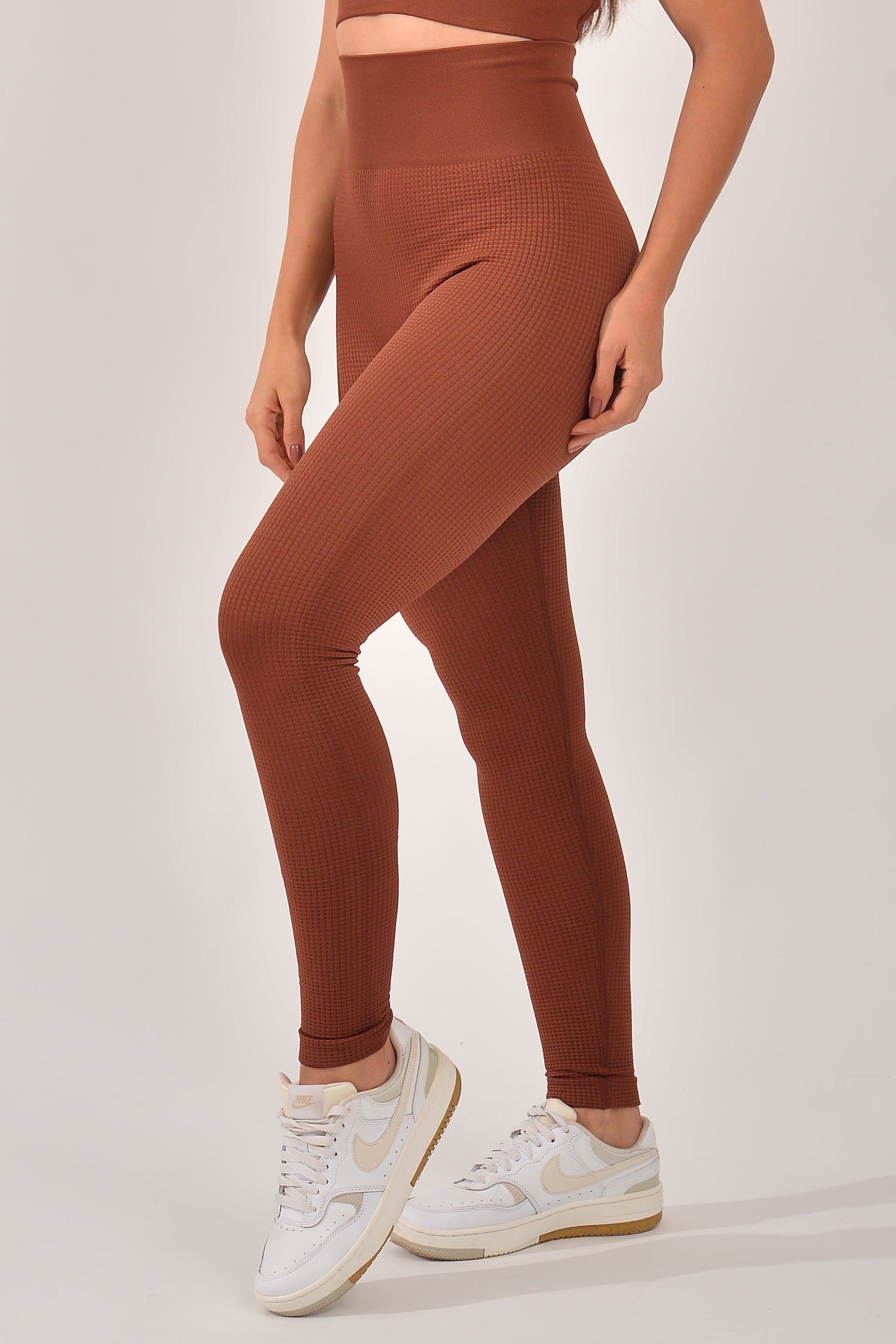 Legging Fitness Feminina Texturizada Marrom Sense