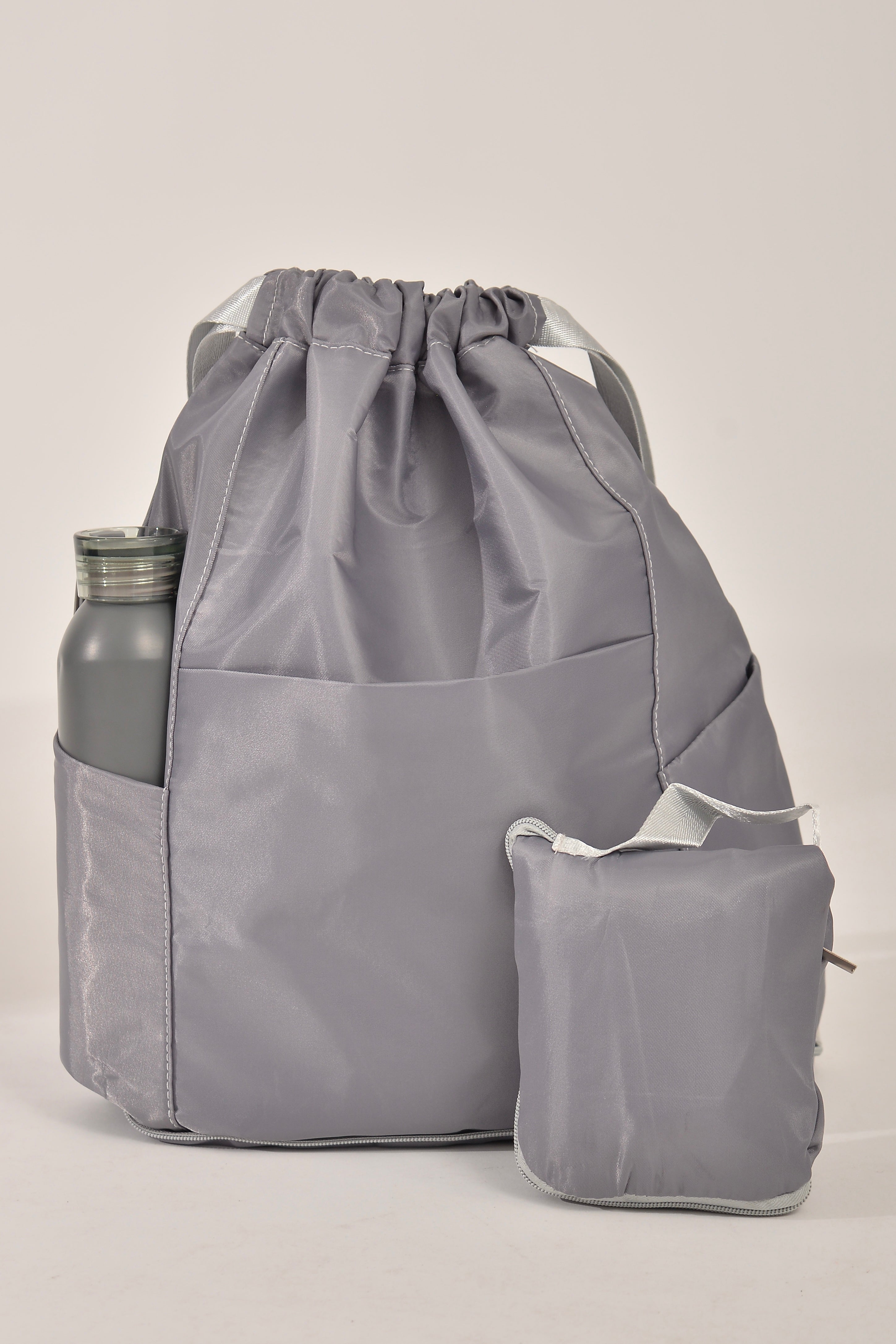 Mochila Bolsa Saco Três Compartimentos Cinza Impermeável