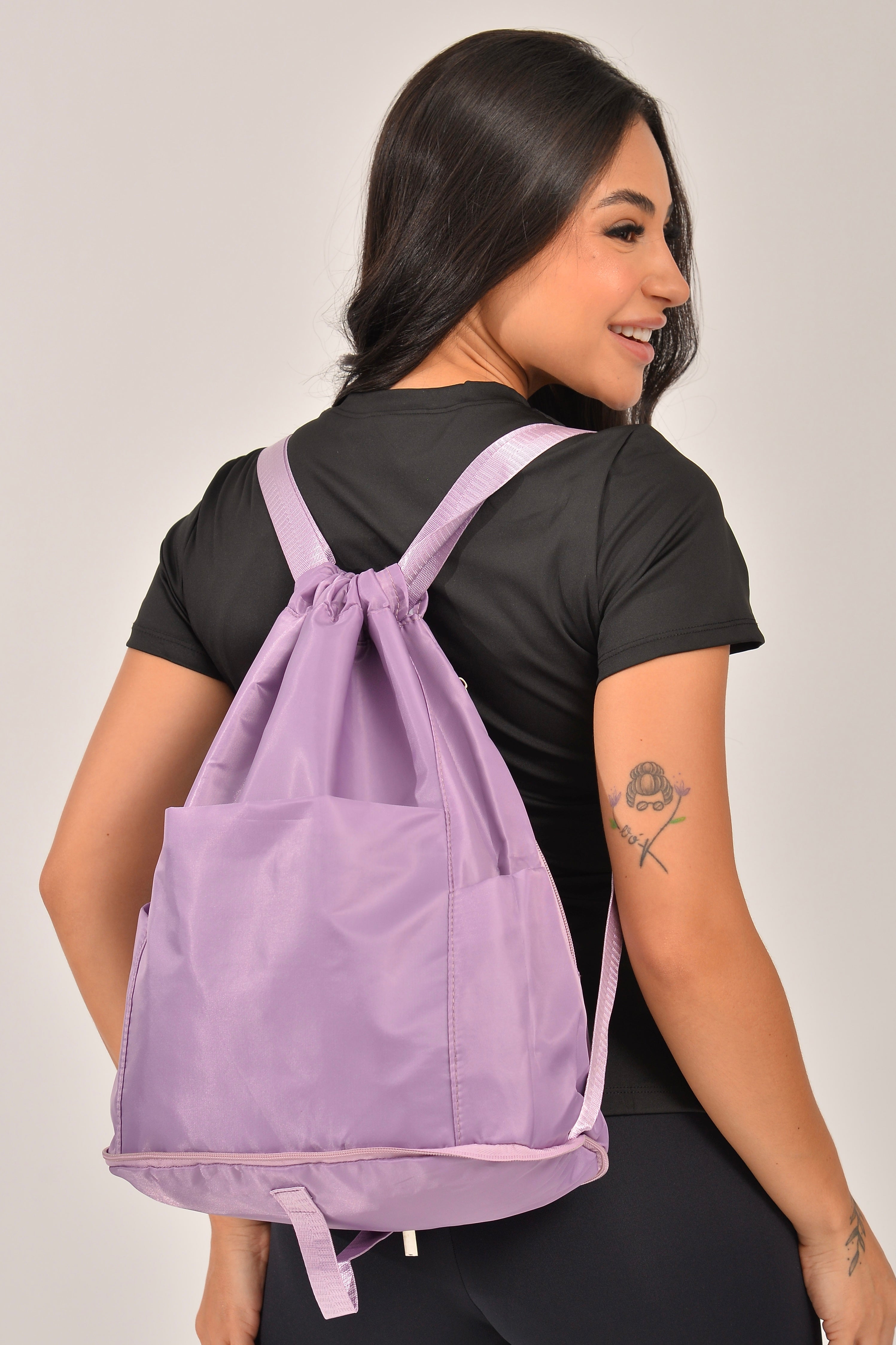 Mochila Bolsa Saco Três Compartimentos Lilás Impermeável