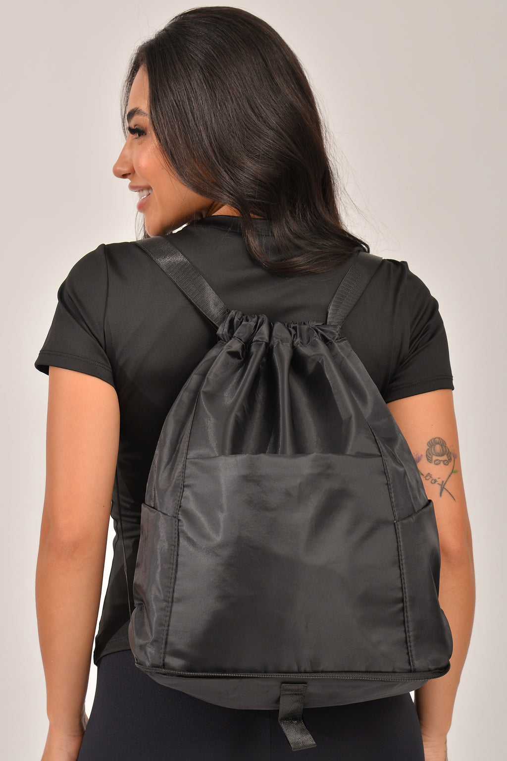 Mochila Bolsa Saco Três Compartimentos Preta Impermeável