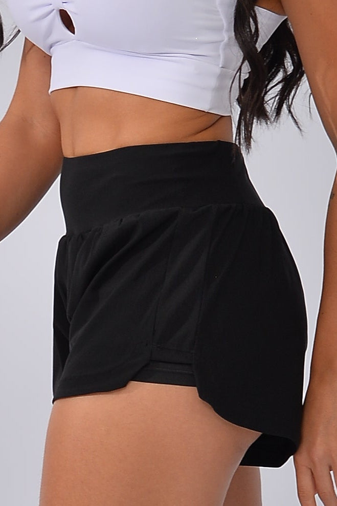 Short Fitness Duplo Preto Mix