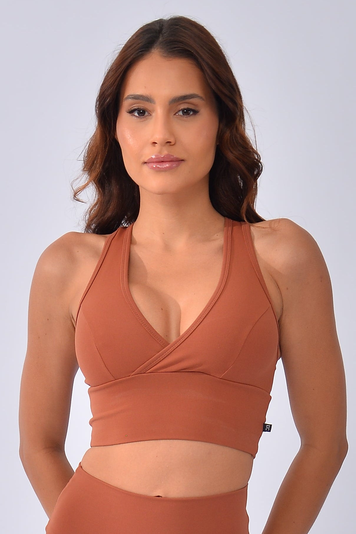 Top Cropped Fitness Marrom