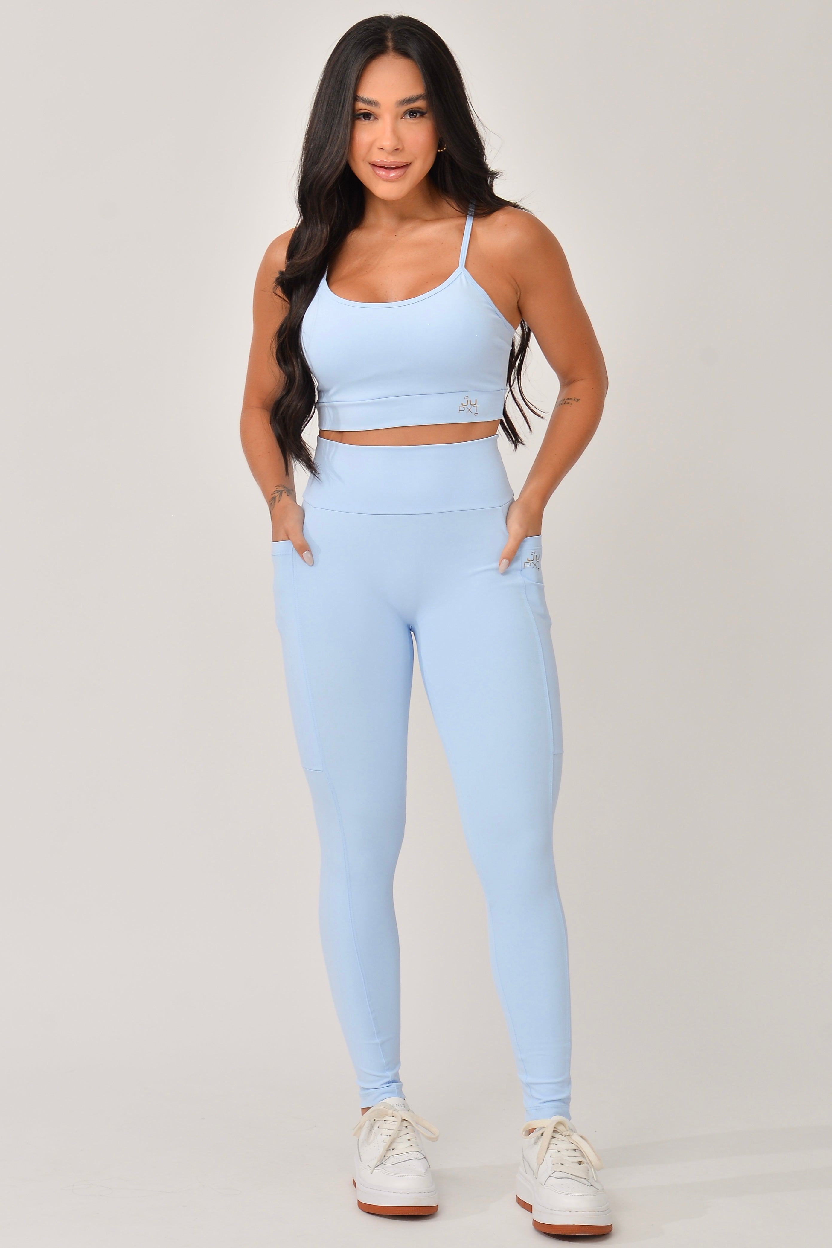 Legging Com Bolso Básica Azul JuPxt