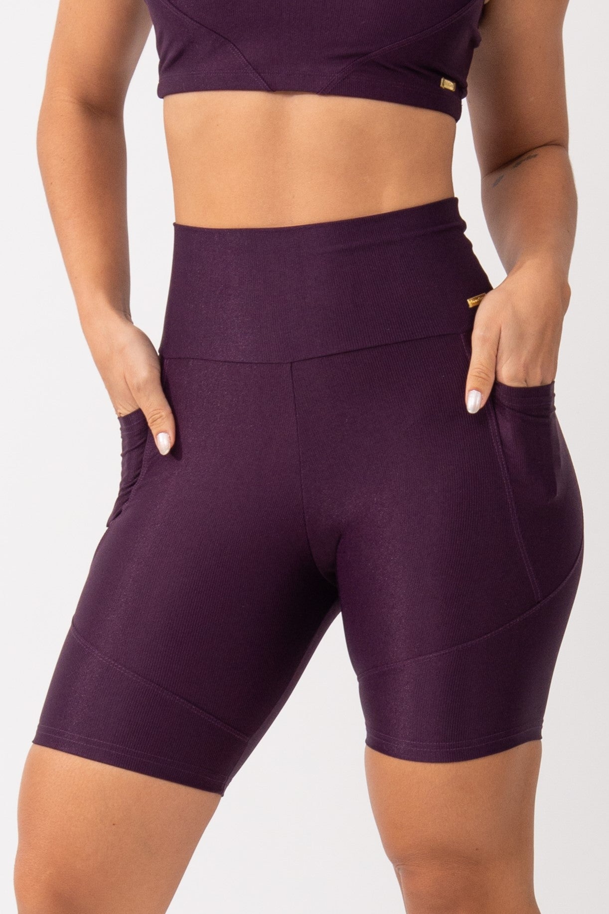 Bermuda Fitness Com Bolso Roxo Pure