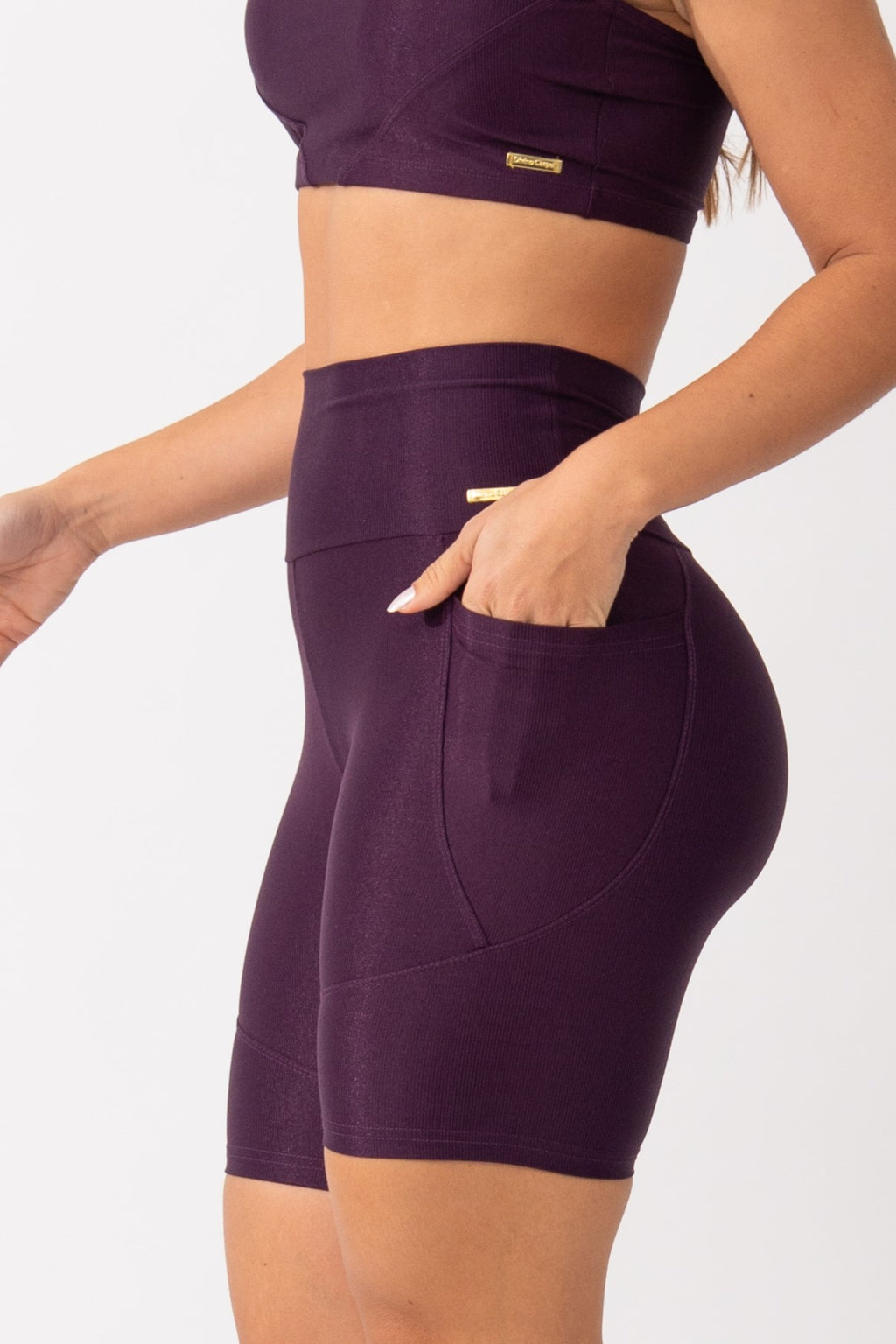 Bermuda Fitness Com Bolso Roxo Pure