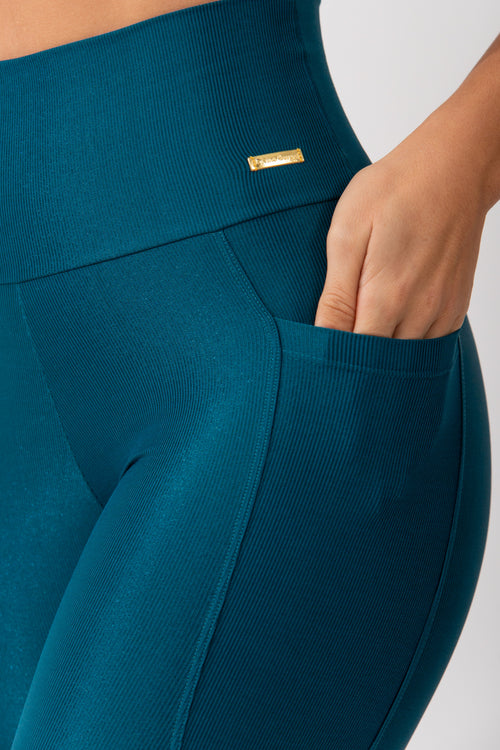 Legging Fitness Com Bolso Azul Petróleo Pure