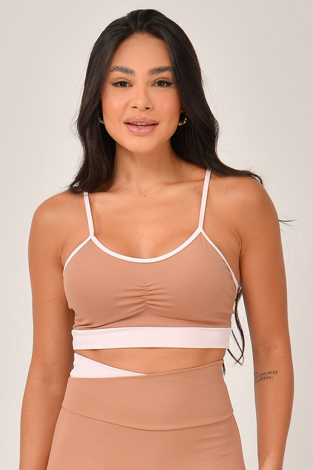 Top Alcinha Marrom e Rosa Duo JuPxt