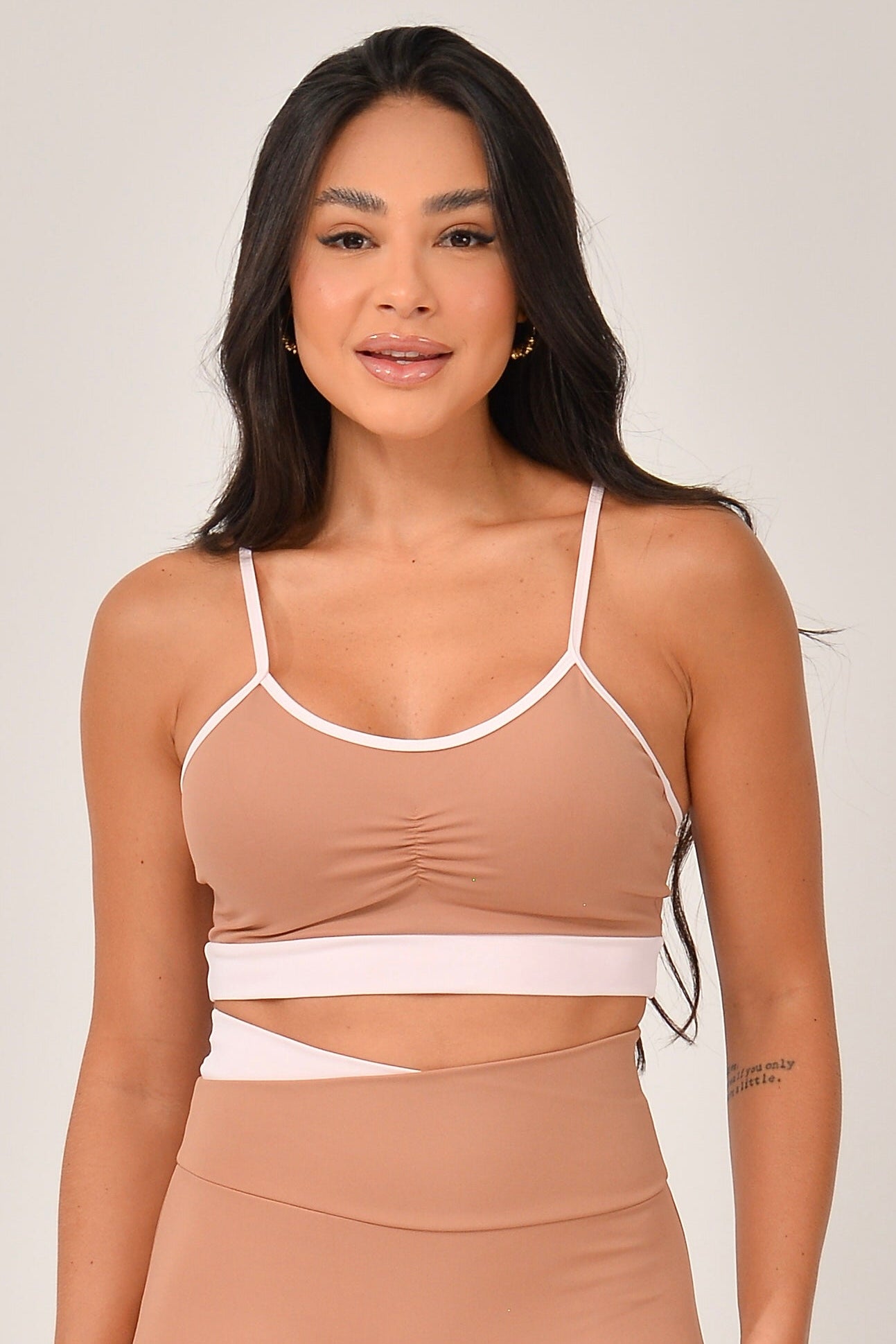 Top Alcinha Marrom e Rosa Duo JuPxt