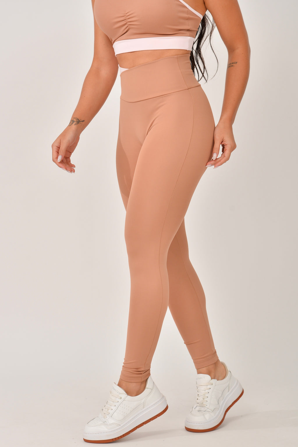 Legging Cós Transpassado Marrom e Rosa Duo JuPxt