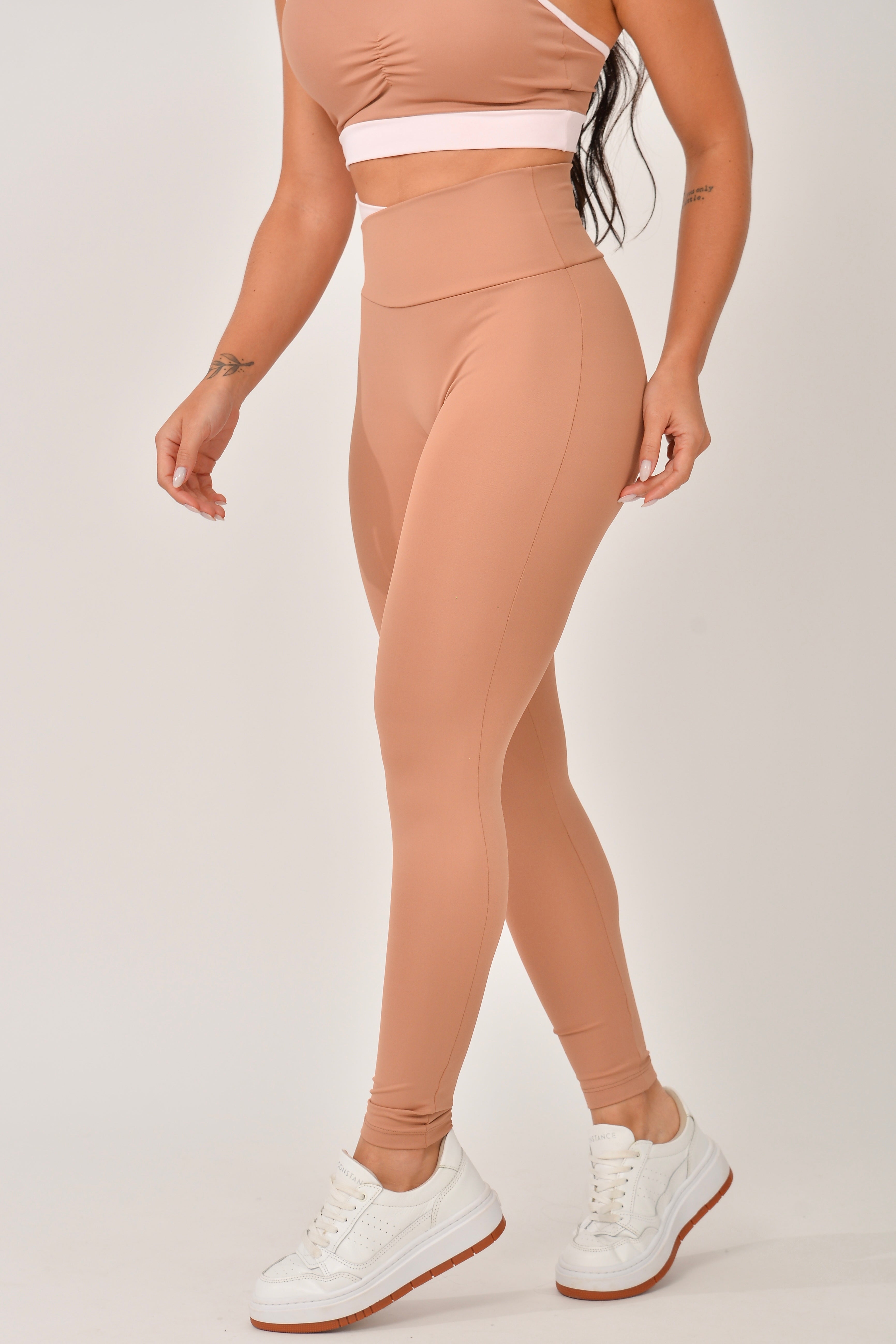 Legging Cós Transpassado Marrom e Rosa Duo JuPxt