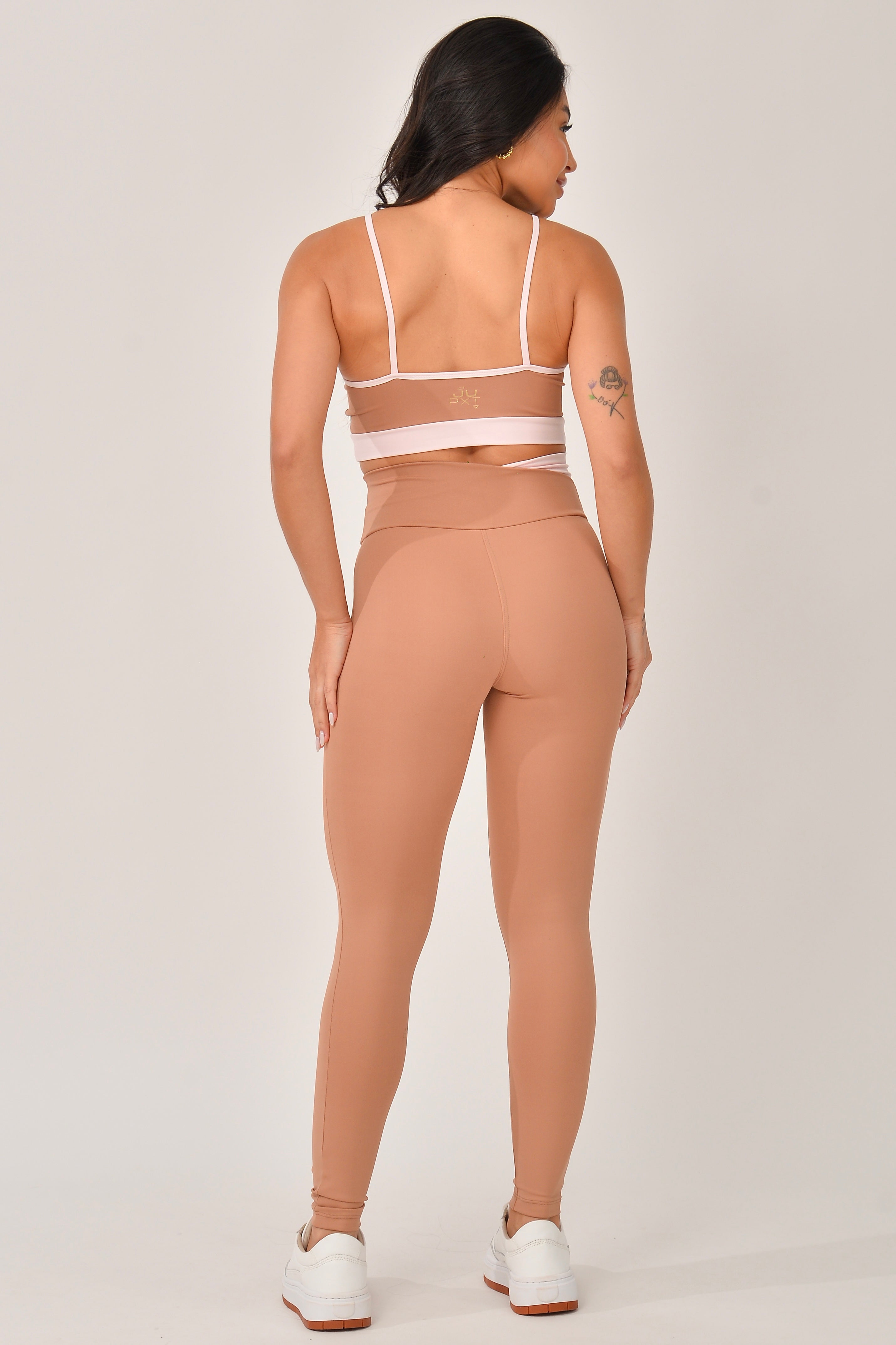 Legging Cós Transpassado Marrom e Rosa Duo JuPxt