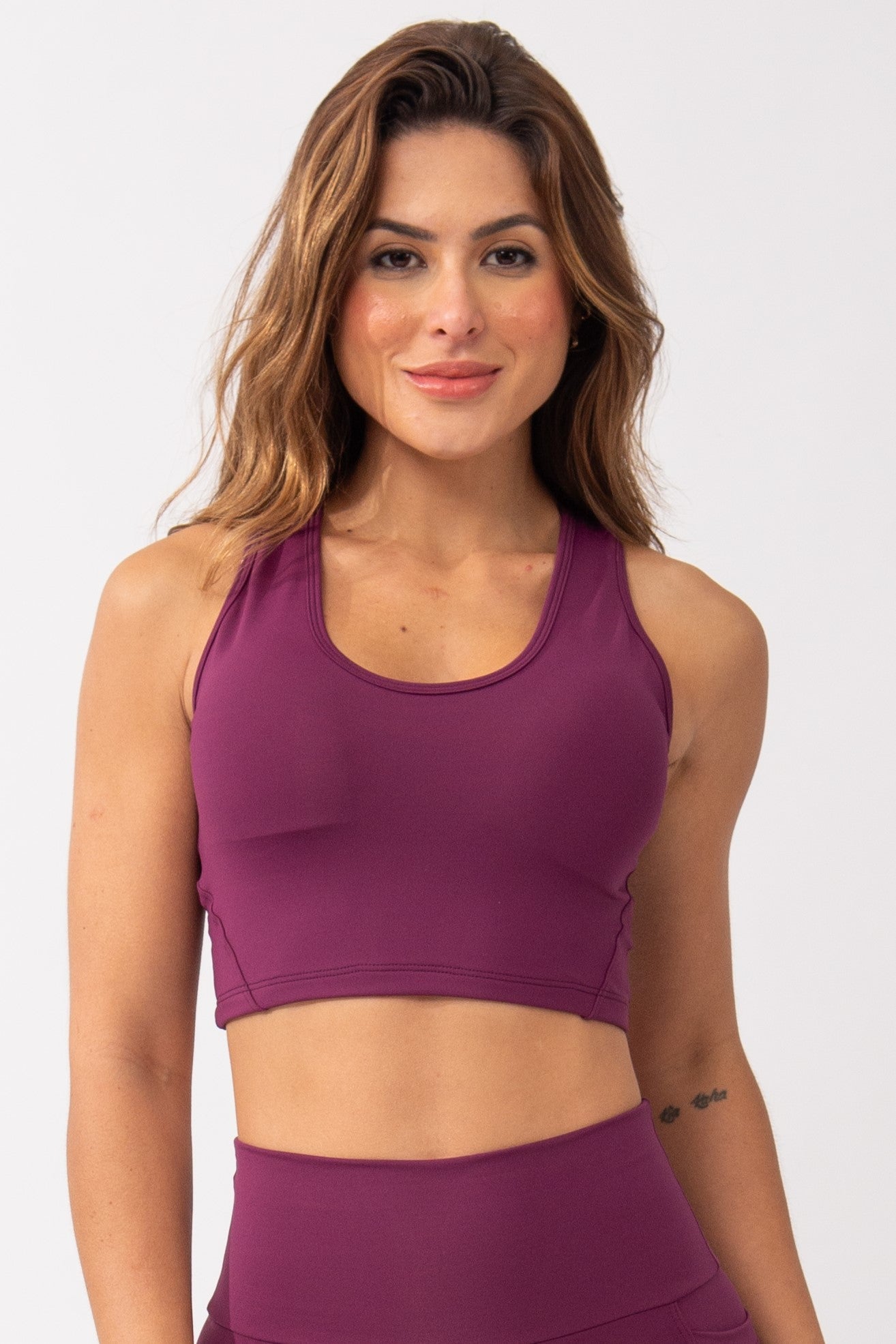 Top Nadador Alta Sustentação Com Bolso Roxo Run