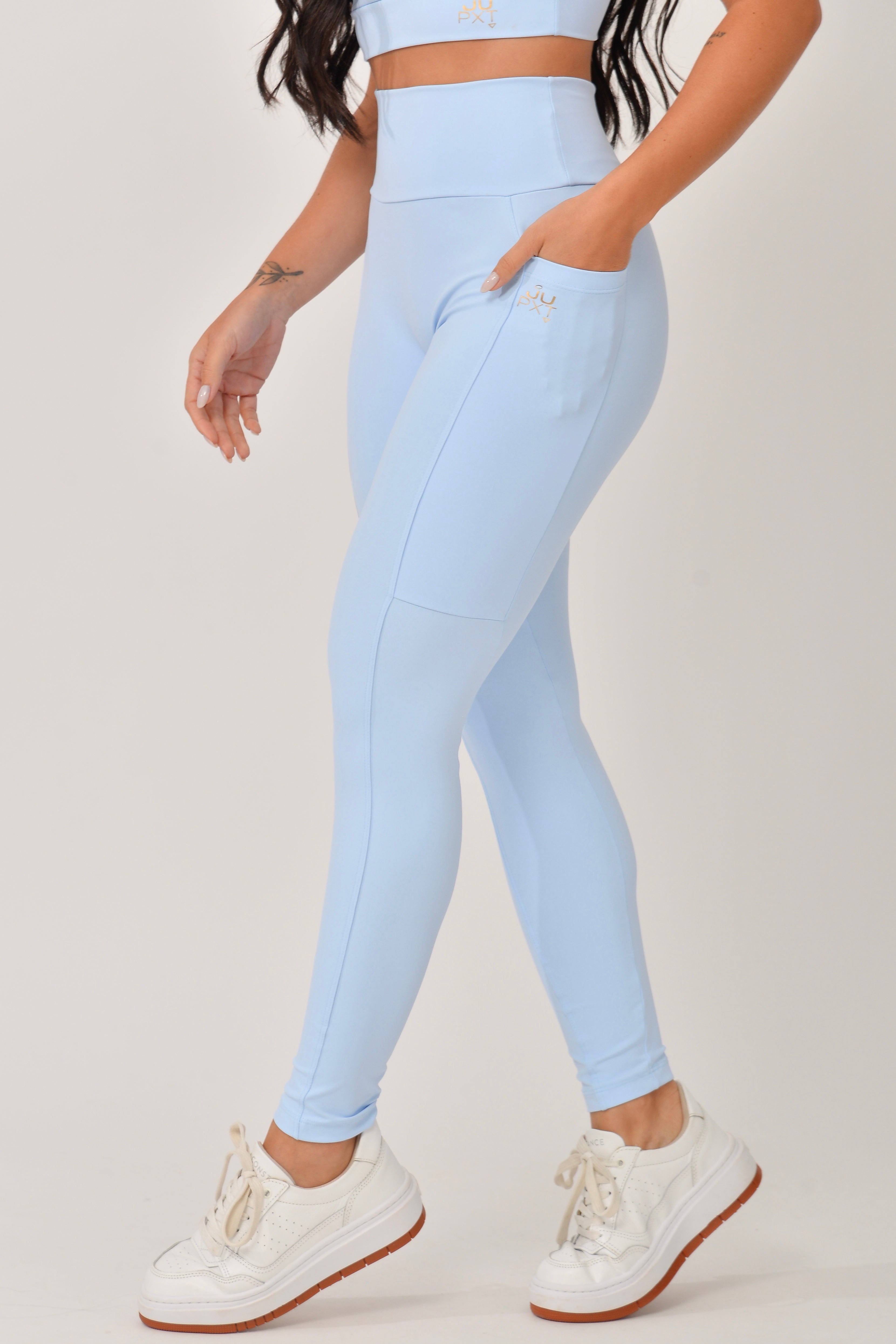 Legging Com Bolso Básica Azul JuPxt