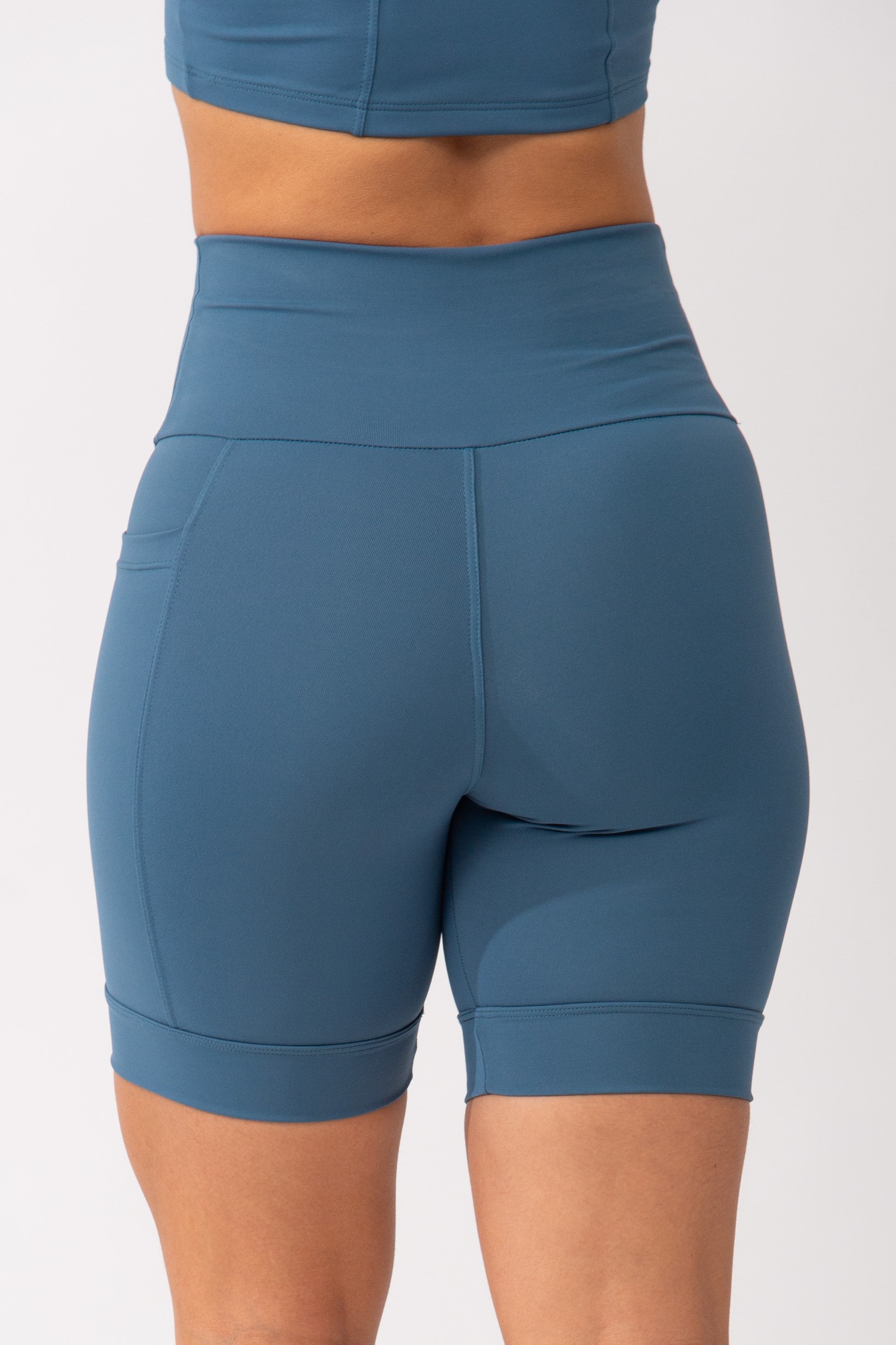 Bermuda Alta Compressão Com Bolso Azul Petróleo Run