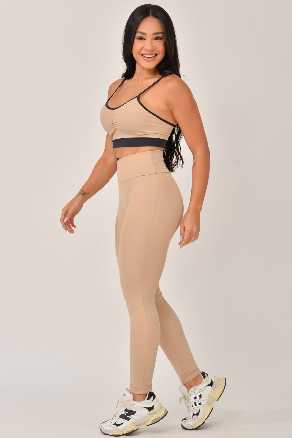 Legging Cós Transpassado Marrom e Preto Duo JuPxt