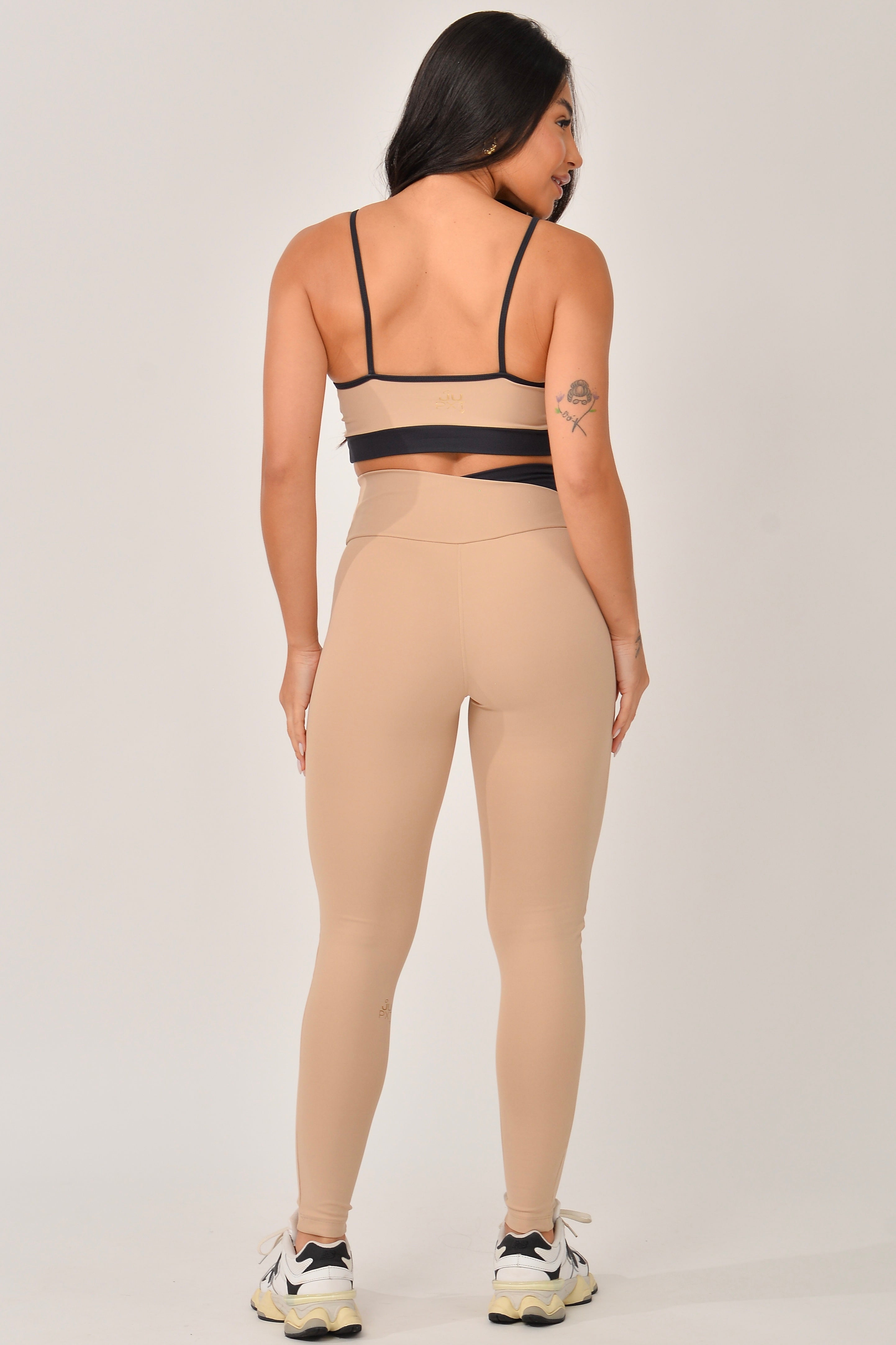 Legging Cós Transpassado Marrom e Preto Duo JuPxt