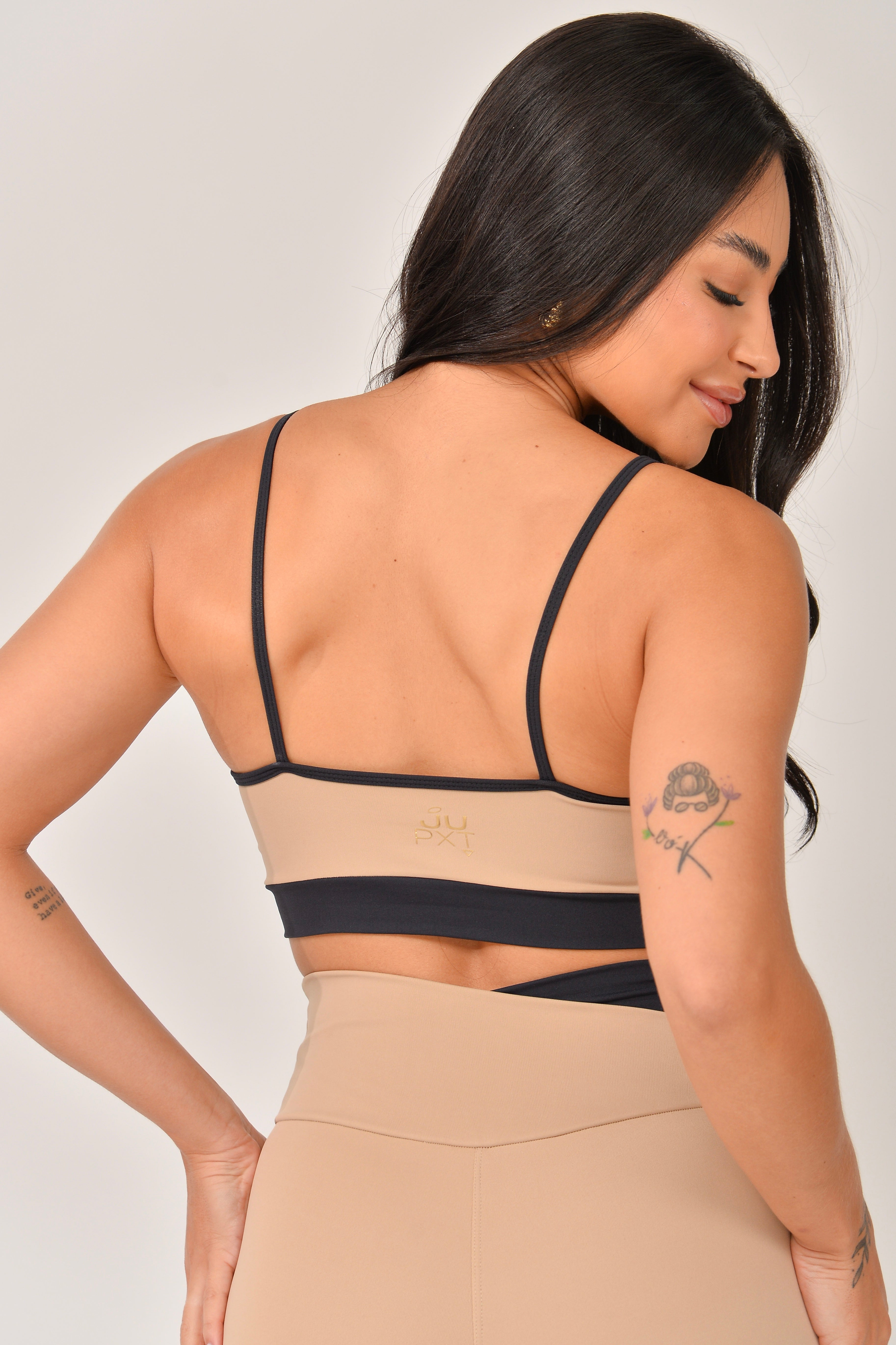 Top Alcinha Marrom e Preto Duo JuPxt