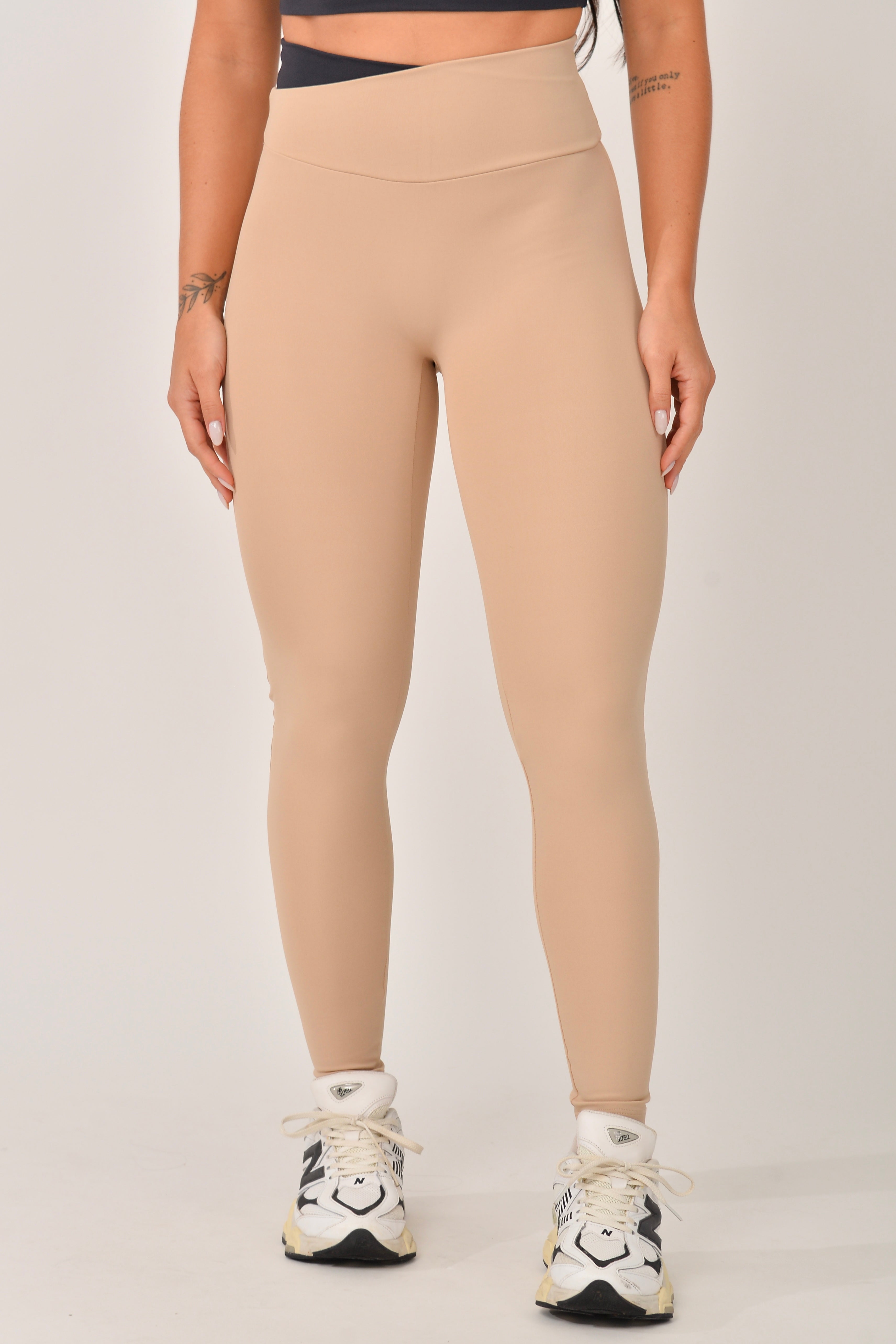 Legging Cós Transpassado Marrom e Preto Duo JuPxt