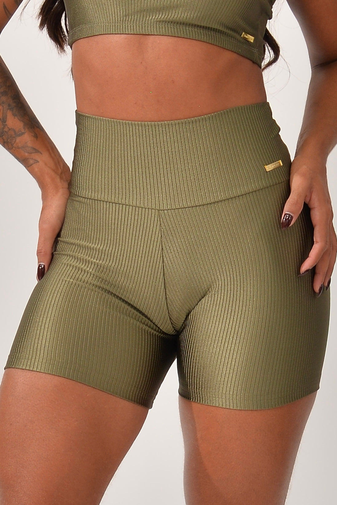 Short Fitness Cintura Alta Verde Prada