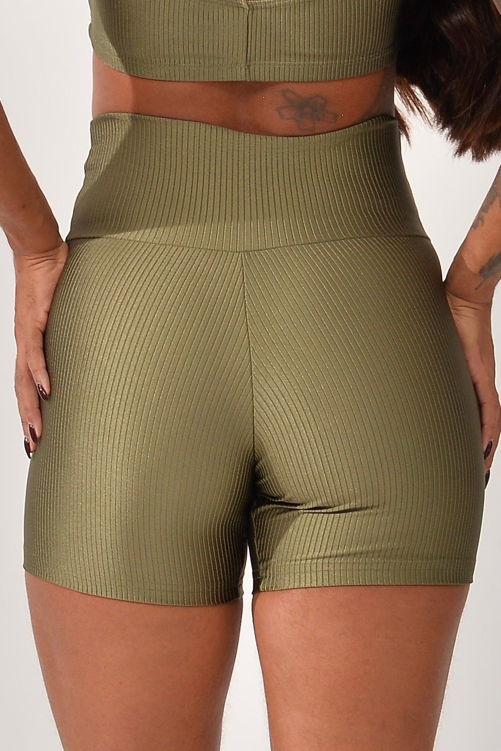 Short Fitness Cintura Alta Verde Prada