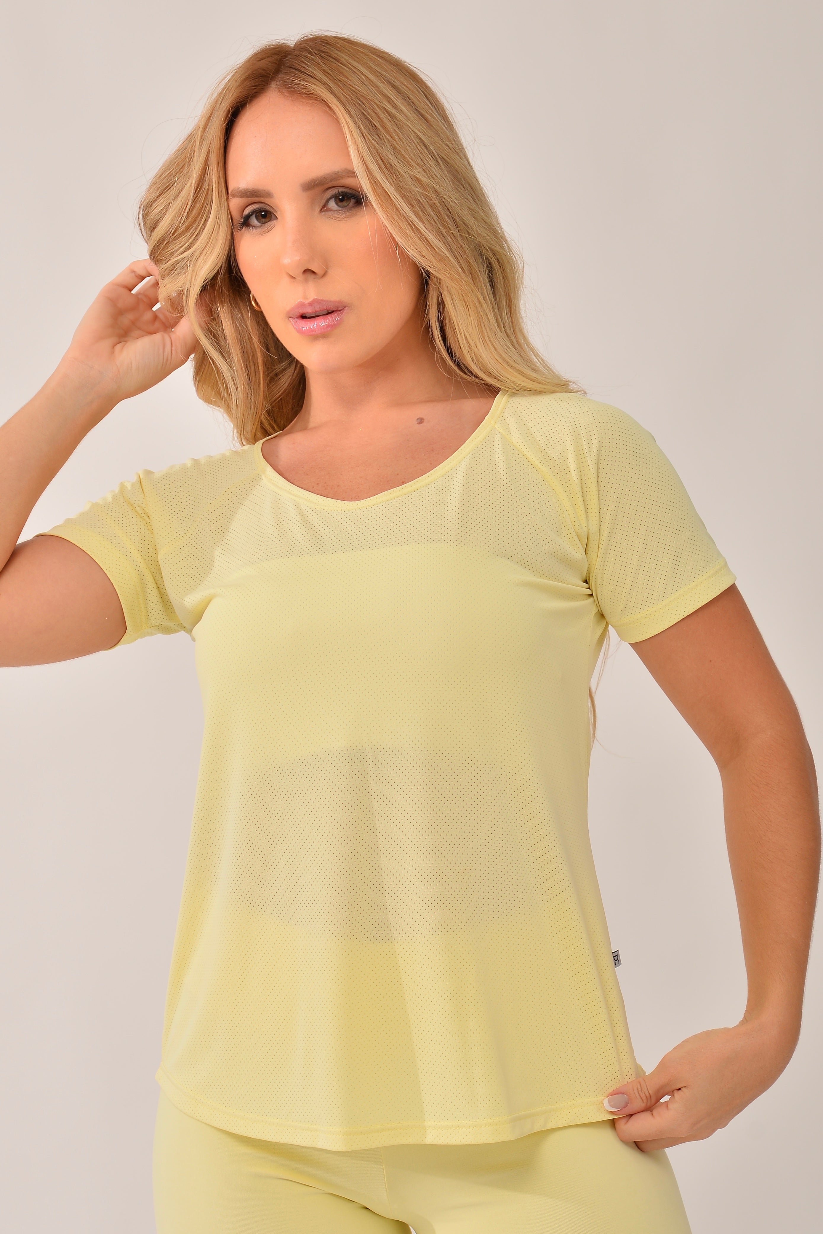 Blusa Fitness Amarelo Pastel Air Dry Fit