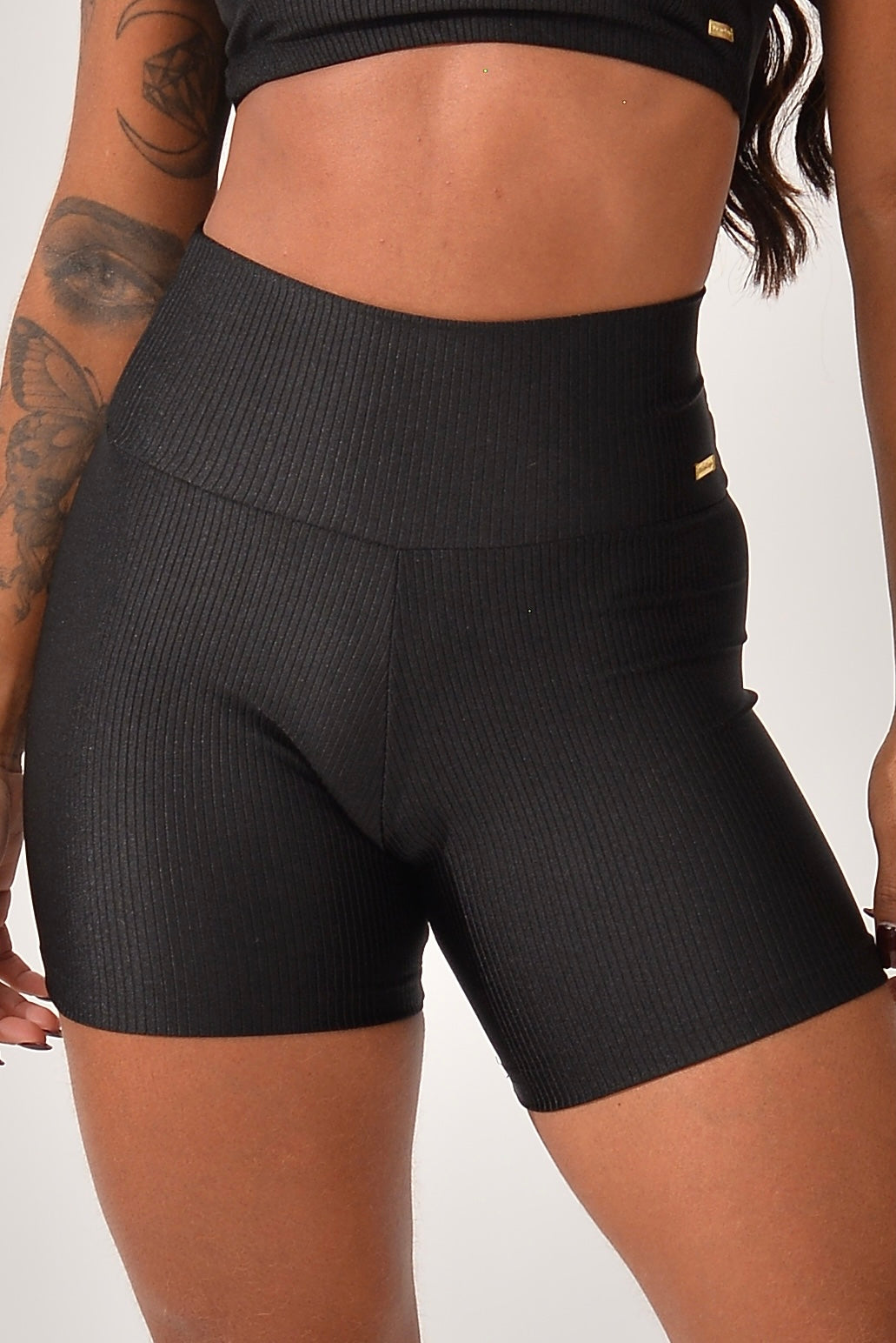 Short Fitness Cintura Alta Preto Prada