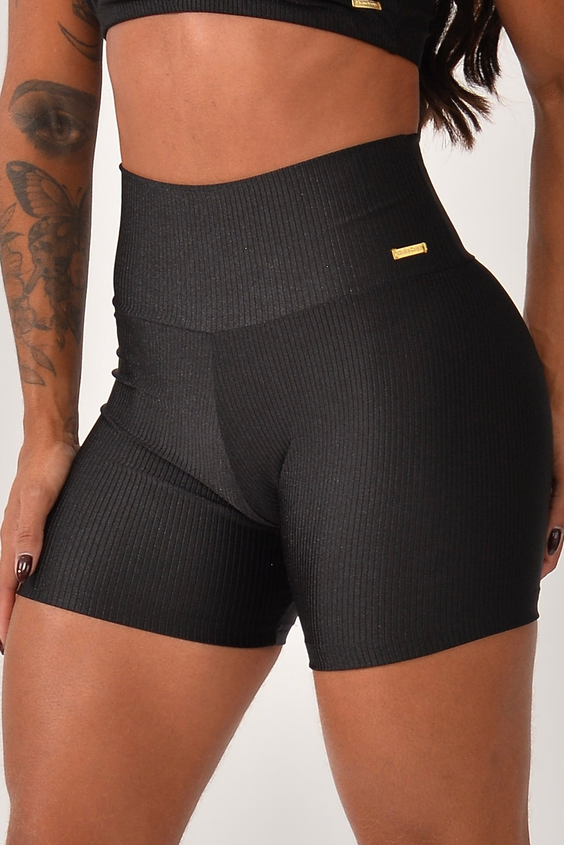 Short Fitness Cintura Alta Preto Prada