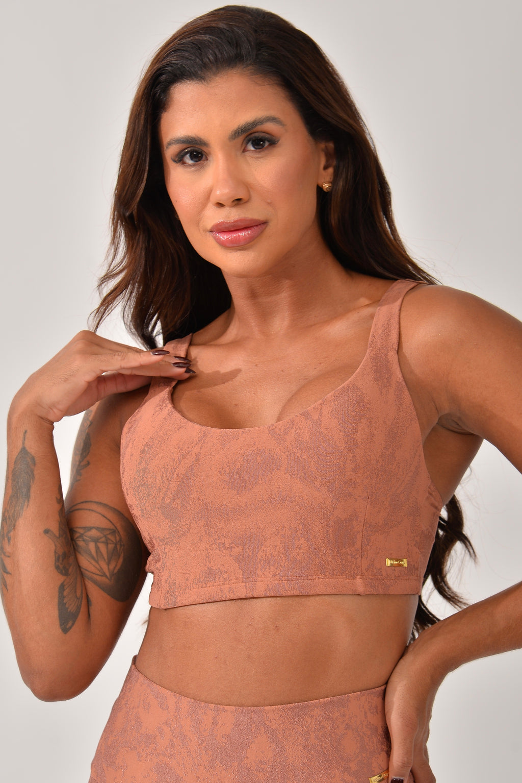 Top Fitness Com Bojo Marrom Aurora