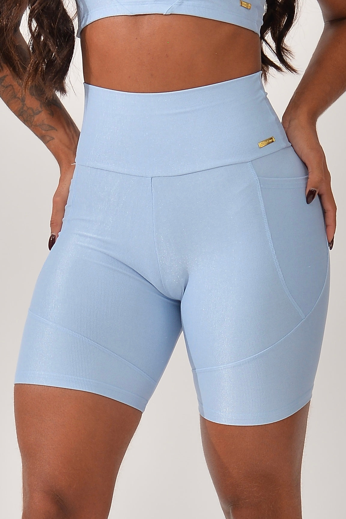 Bermuda Fitness Com Bolso Azul Pure