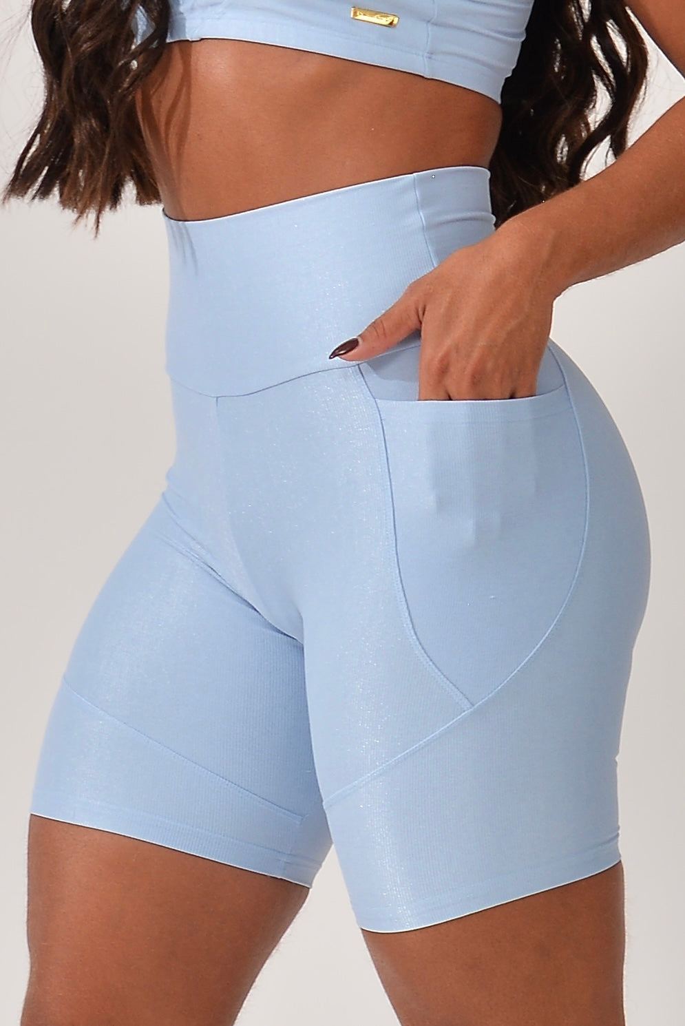 Bermuda Fitness Com Bolso Azul Pure